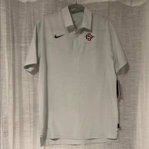 Nike Men's Light Gray Polo Shirt with SDSU logo